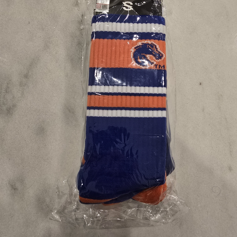 BOISE STATE Blue and Orange Striped Socks